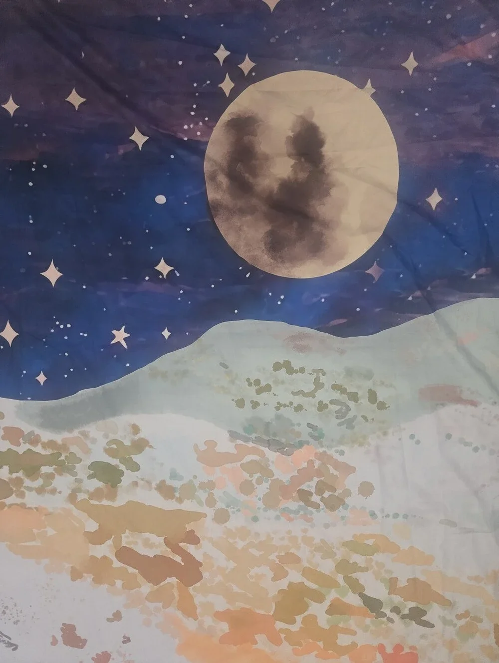 Urban Outfitters Moonlit Meadow Wall Tapestry in Blue, Green, Orange and Pink